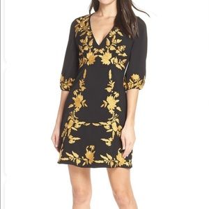 Gold Embroidered Black Dress